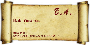 Bak Ambrus névjegykártya